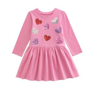 Mud Pie Pink Dress with Sequin Hearts 2T-3T 4T-5T